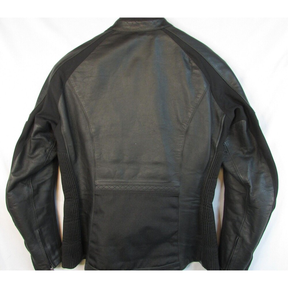 Triumph Leather Motorcycle Jacket Mens Medium Black Insulated Padded Lined - Picture 3 of 16